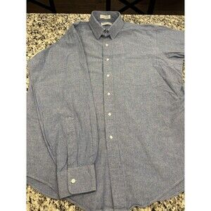 Huntington VTG USA OCBD Oxford Chambray Dress Shirt Blue Cotton 17-35